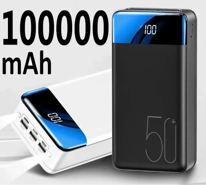 100.000mAh Powerbank mit Ultra-Kapazität & Schnellladefunktion – Mobiles Ladegerät für Smartphones, Tablets & Laptops