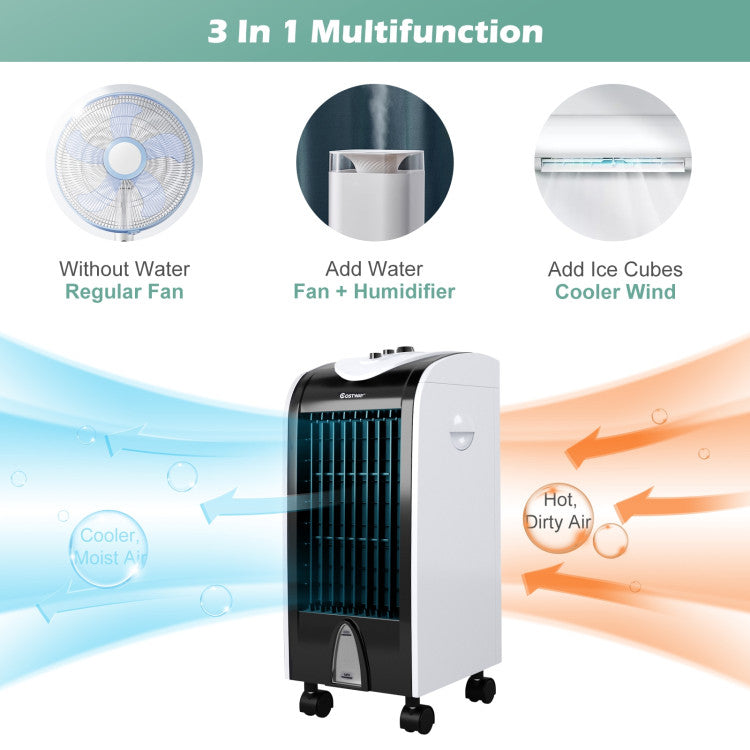 3-in-1 Portable Evaporative Air Cooler with Filter Knob for Indoor 3