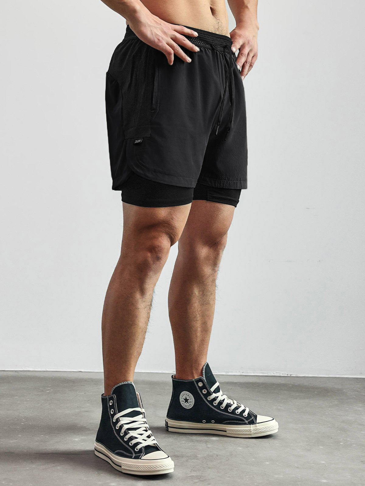 Männer Kurze Sportshorts 2-in-1 Atmungsaktiv Elastischer Bund Leicht-5
