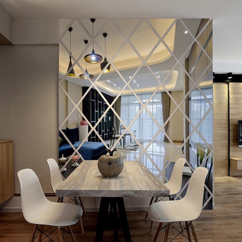 3D-Spiegeldreieck Wanddeko für Wohnzimmer aus hochwertigem PVC – Moderne Wanddekoration in verschiedenen Farben und Größen 1