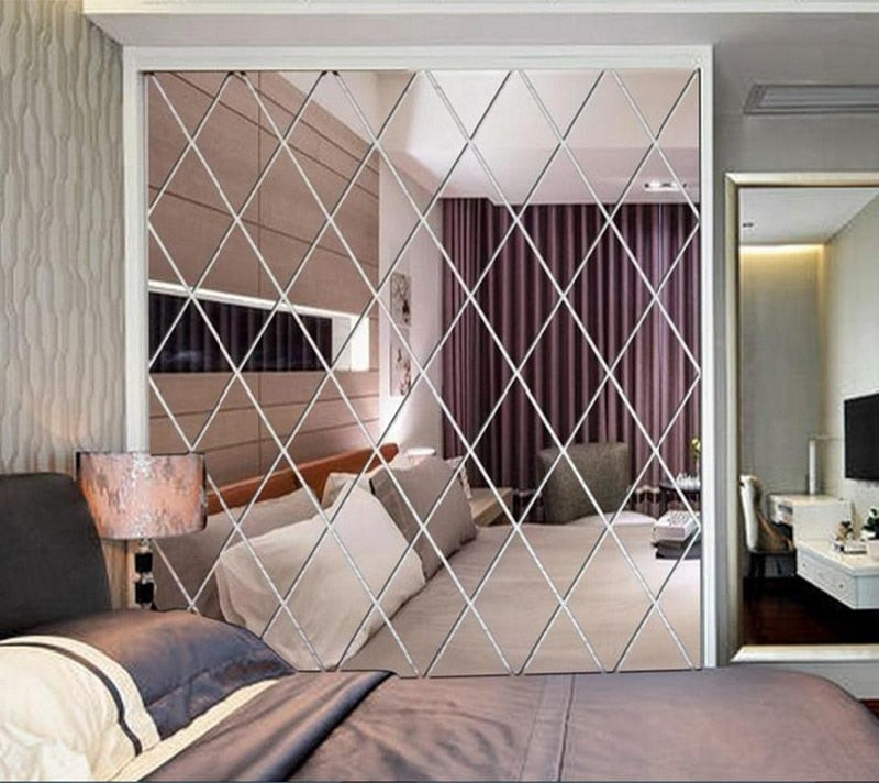 3D-Spiegeldreieck Wanddeko für Wohnzimmer aus hochwertigem PVC – Moderne Wanddekoration in verschiedenen Farben und Größen 2