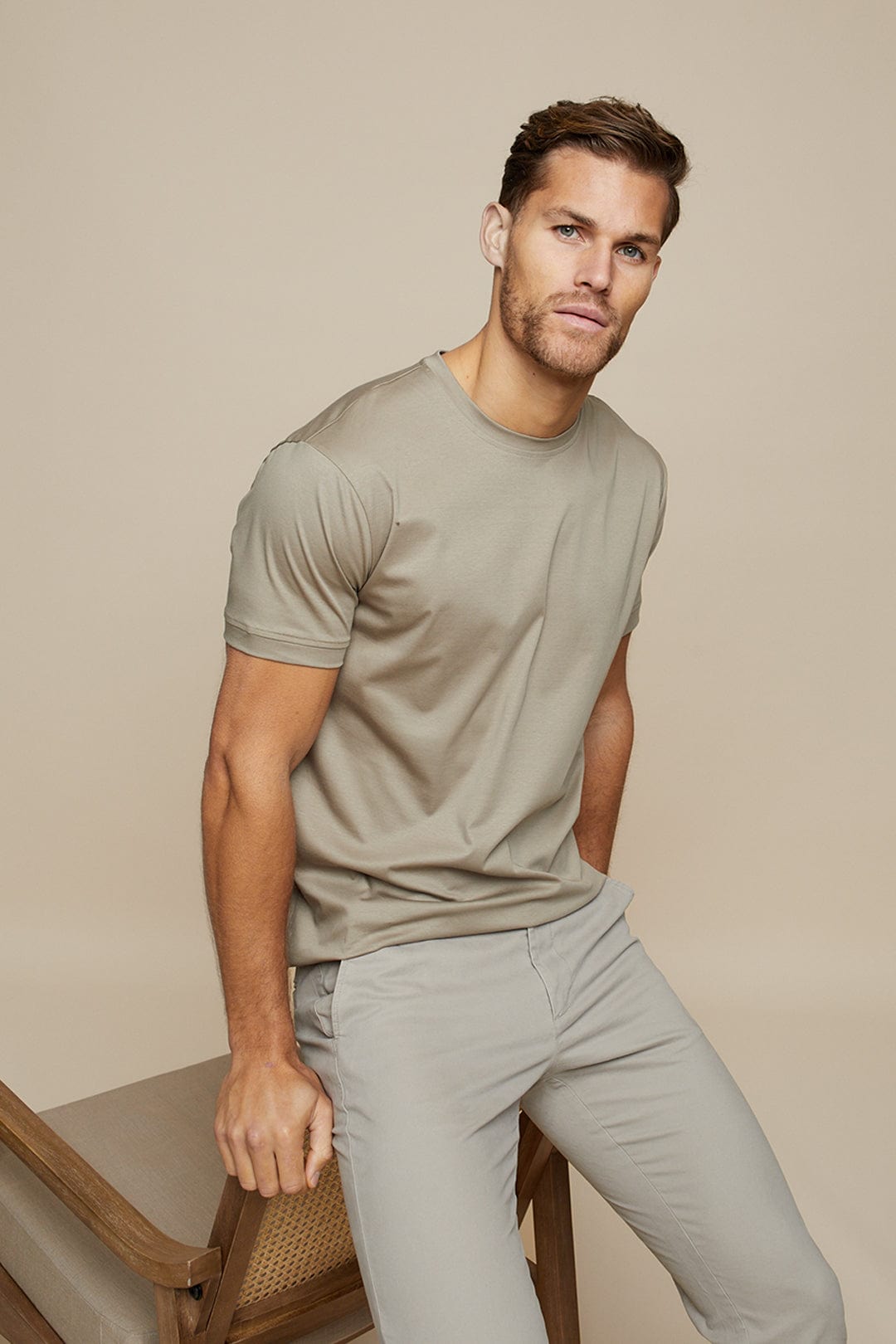Herren T-Shirt Enganliegend Mercerisiertes Baumwollmaterial Atmungsaktiv Elegant-3