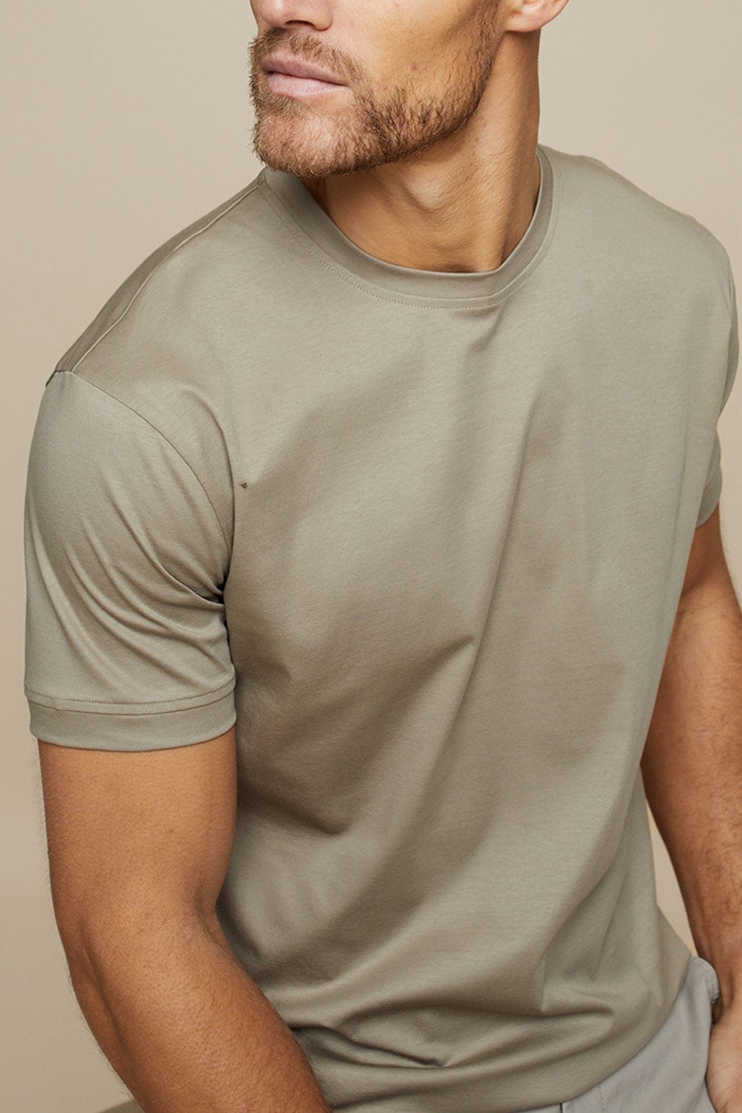 Herren T-Shirt Enganliegend Mercerisiertes Baumwollmaterial Atmungsaktiv Elegant-5