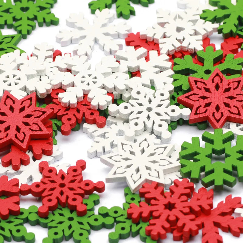 50 Stück Holz Schneeflocken – Weiße Holzschneeflocken für Kreative Weihnachtsdekorationen und Bastelprojekte 3