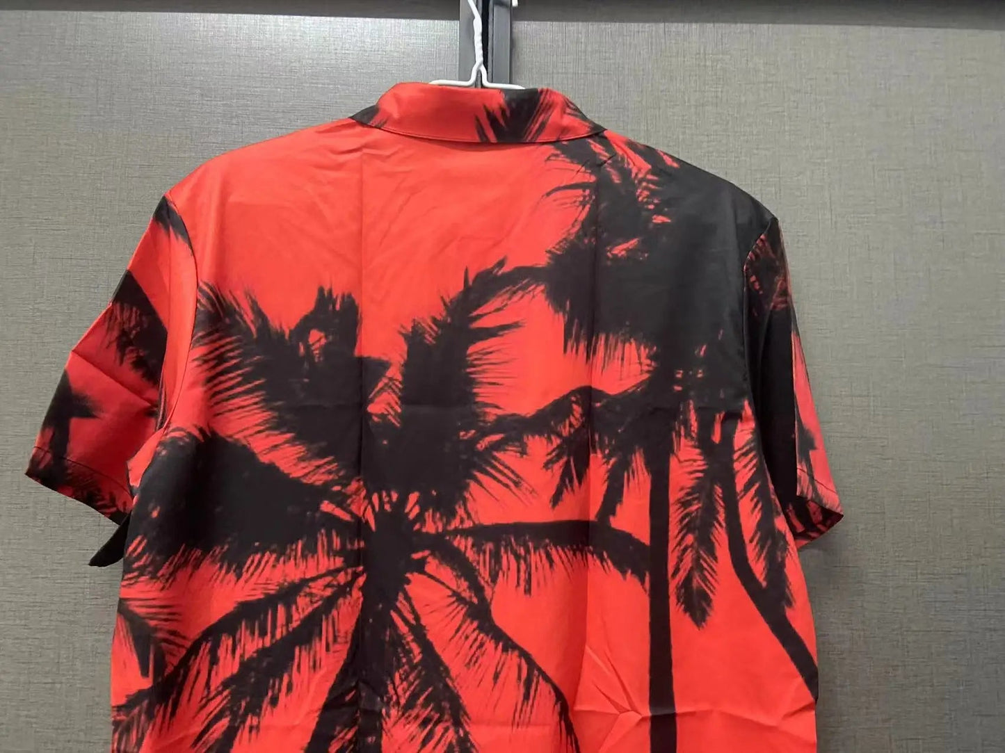 Herren Sommerhemd Schwarz Rot 3D Blumendruck Atmungsaktiv Lockere Passform-4