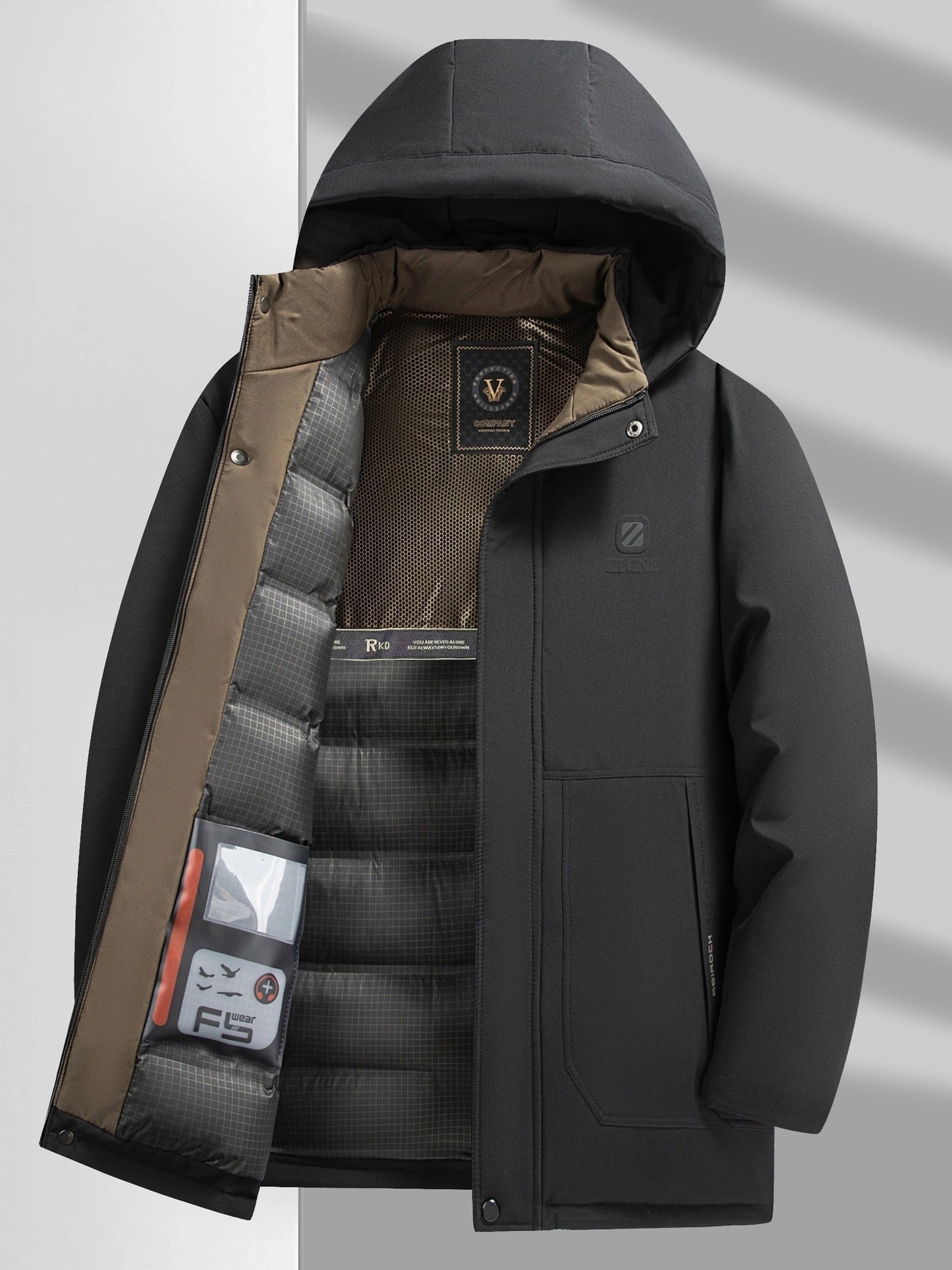Herren Winterjacke Wasserdicht Atmungsaktiv Steppdesign Polyester-4