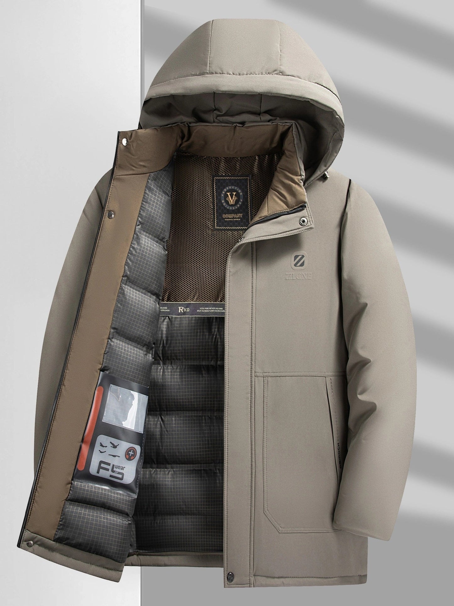 Herren Winterjacke Wasserdicht Atmungsaktiv Steppdesign Polyester-3