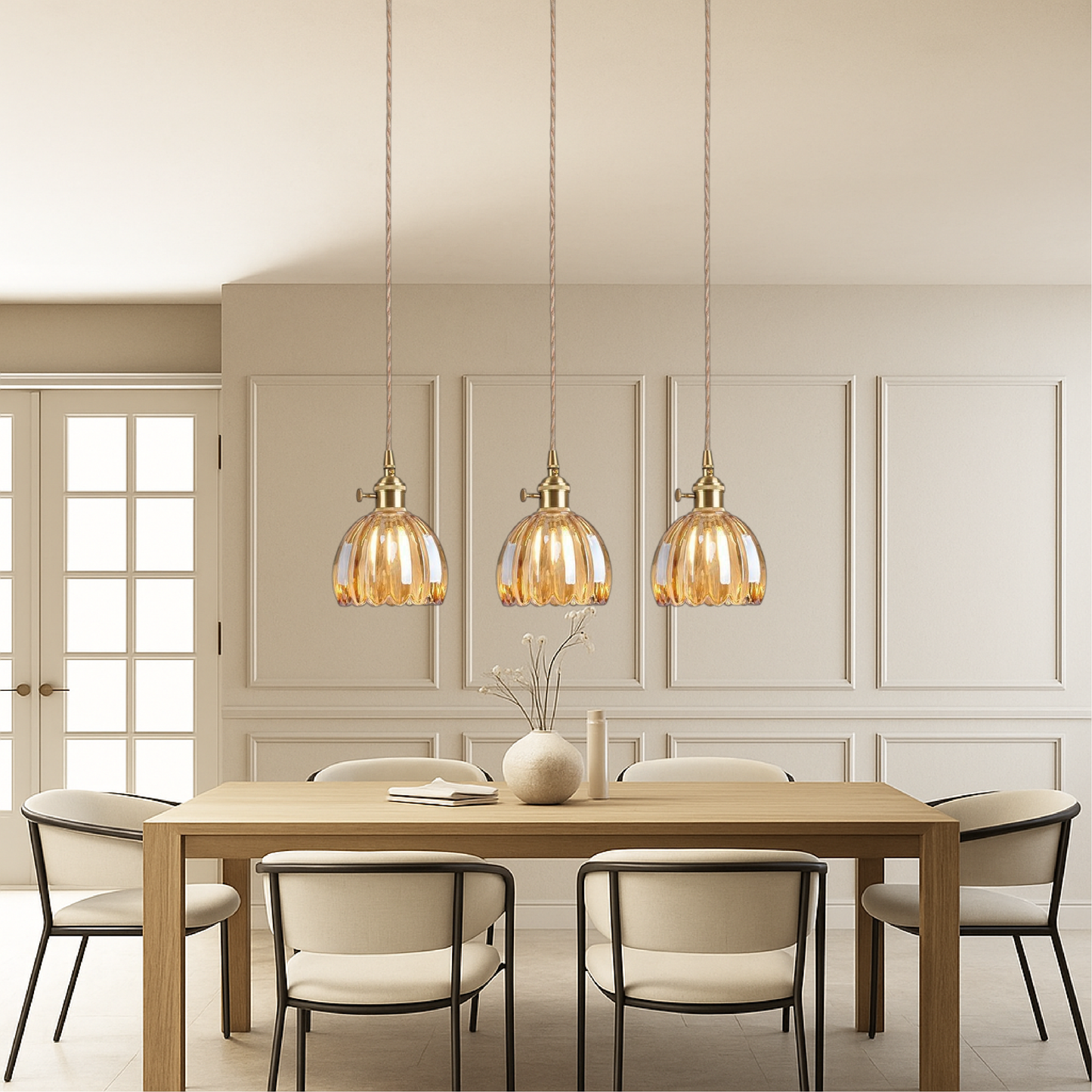 Aeruna | Japanische Glas-Pendelleuchte im Vintage-Stil 2