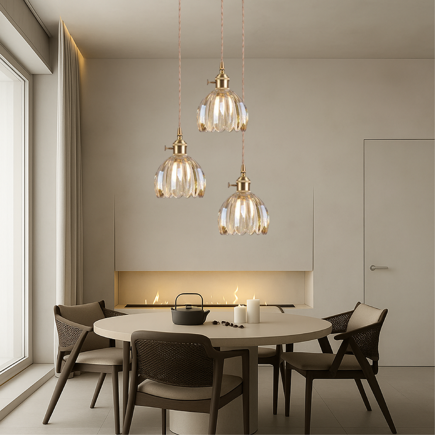 Aeruna | Japanische Glas-Pendelleuchte im Vintage-Stil 3