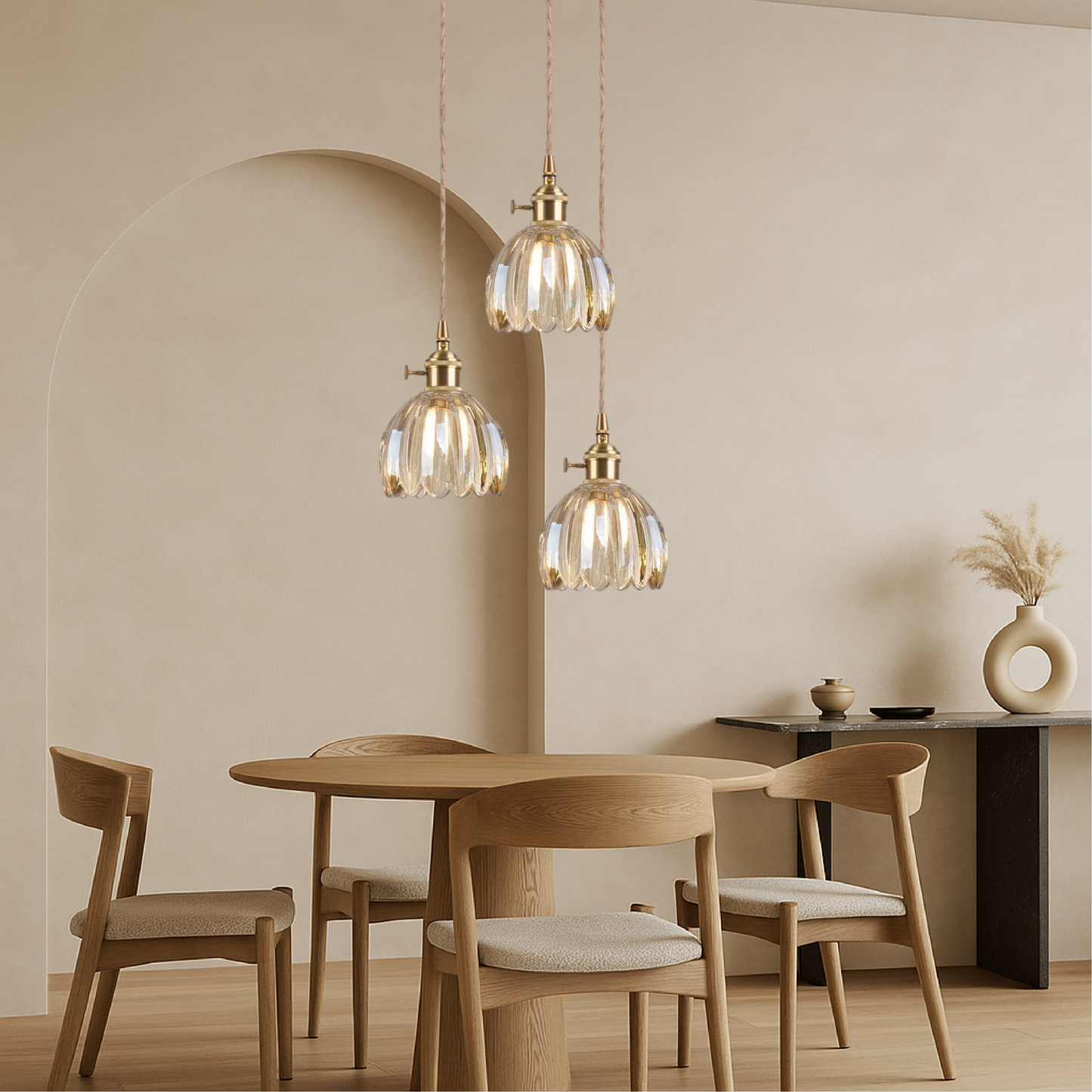 Aeruna | Japanische Glas-Pendelleuchte im Vintage-Stil 4