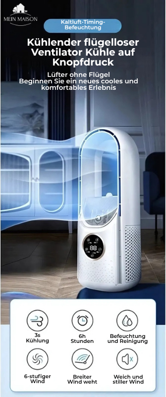 Airevo air cooler | Bladeless USB fan | 6 levels | Quietly & with timer | Humidification 5