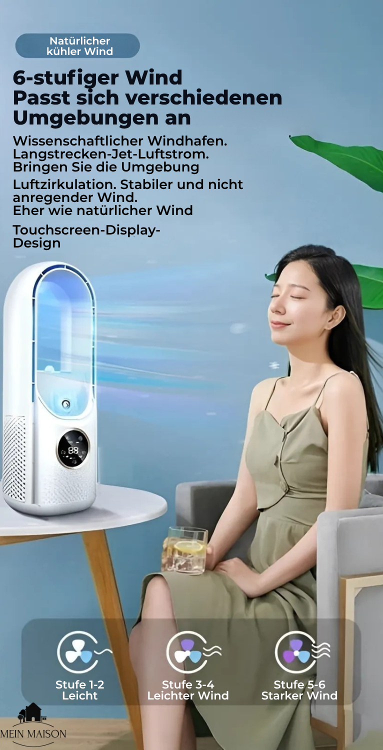 Airevo air cooler | Bladeless USB fan | 6 levels | Quietly & with timer | Humidification 6