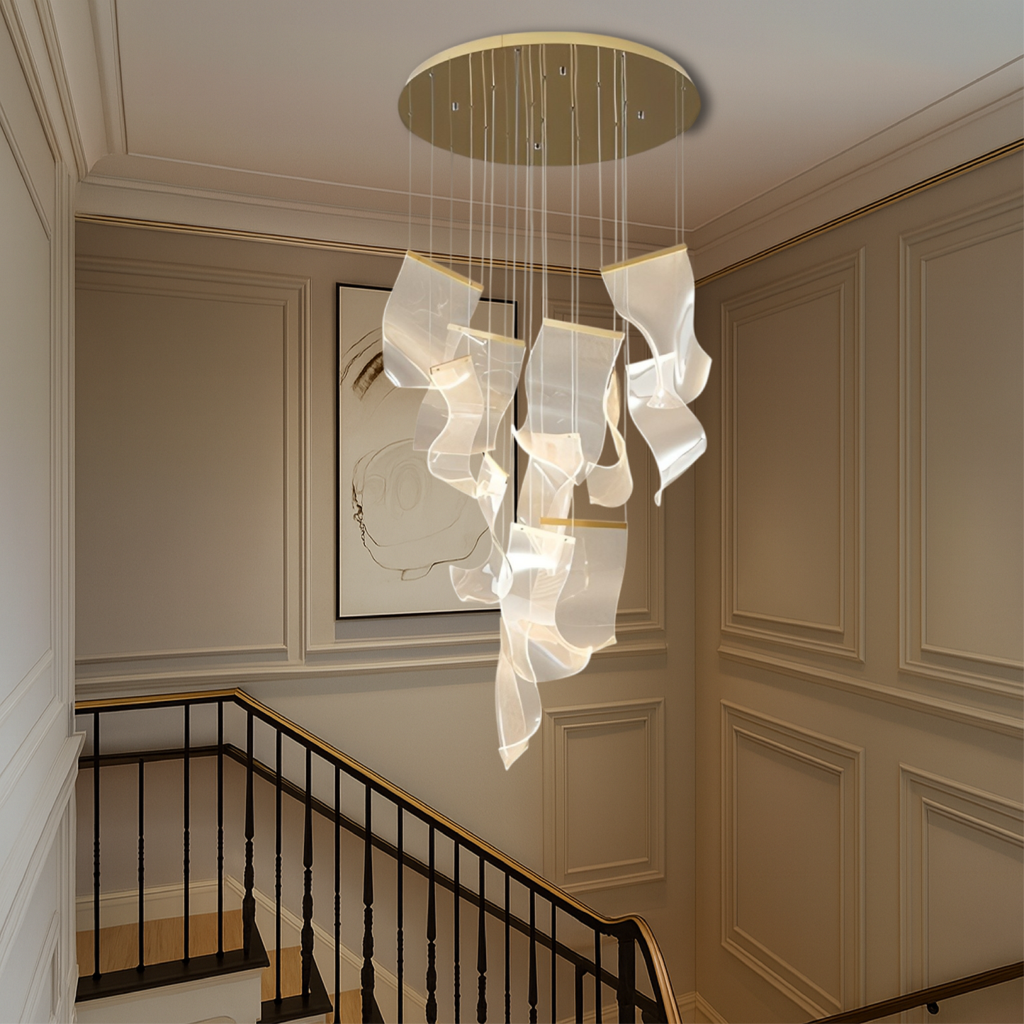 Archinea | Treppenleuchter aus Acryl in Gold für moderne Innenräume 1