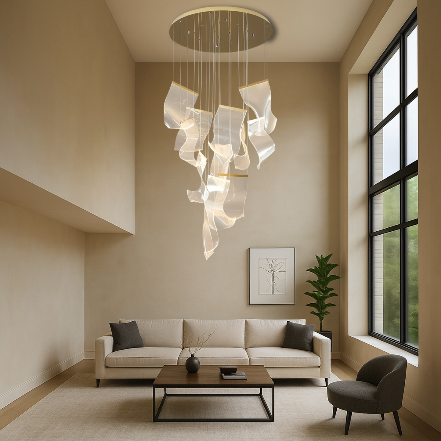 Archinea | Treppenleuchter aus Acryl in Gold für moderne Innenräume 3