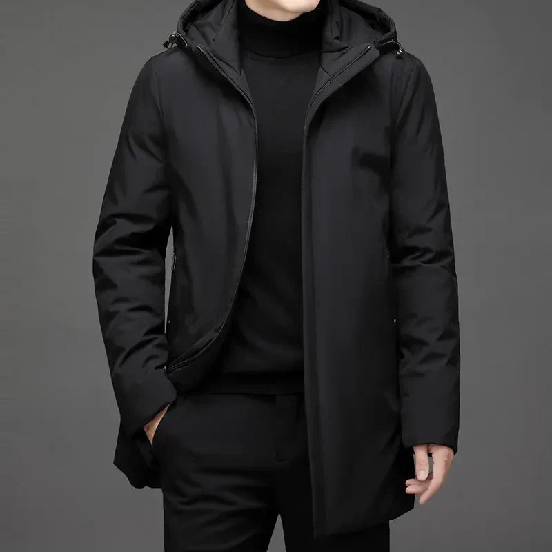 Asher | Klassische Herren Winter Pufferjacke mit Reißverschluss und Kapuze 3