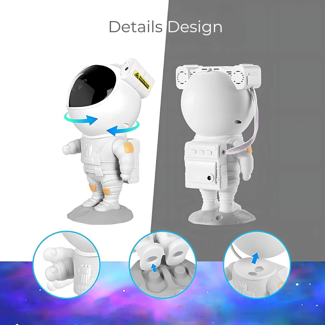 Astronauten Sternenprojektor mit Galaxie-Effekten – Nachtlampe für Kinder und Erwachsene, Beruhigende Atmosphäre, USB-Anschluss 1
