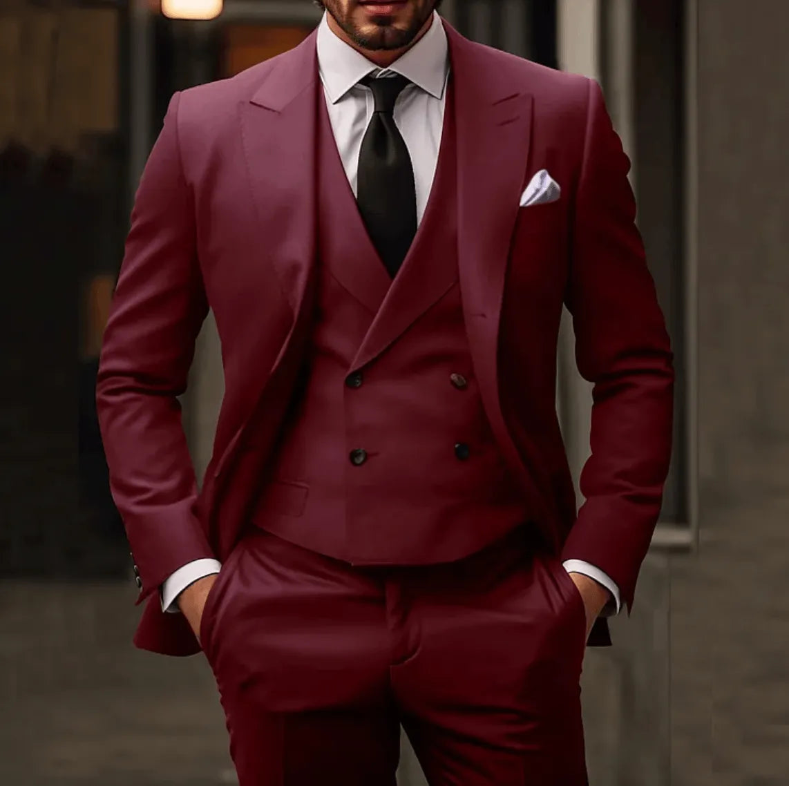 Herren Anzug 3-Teilig Klassisches Design Hochwertiges Material-5