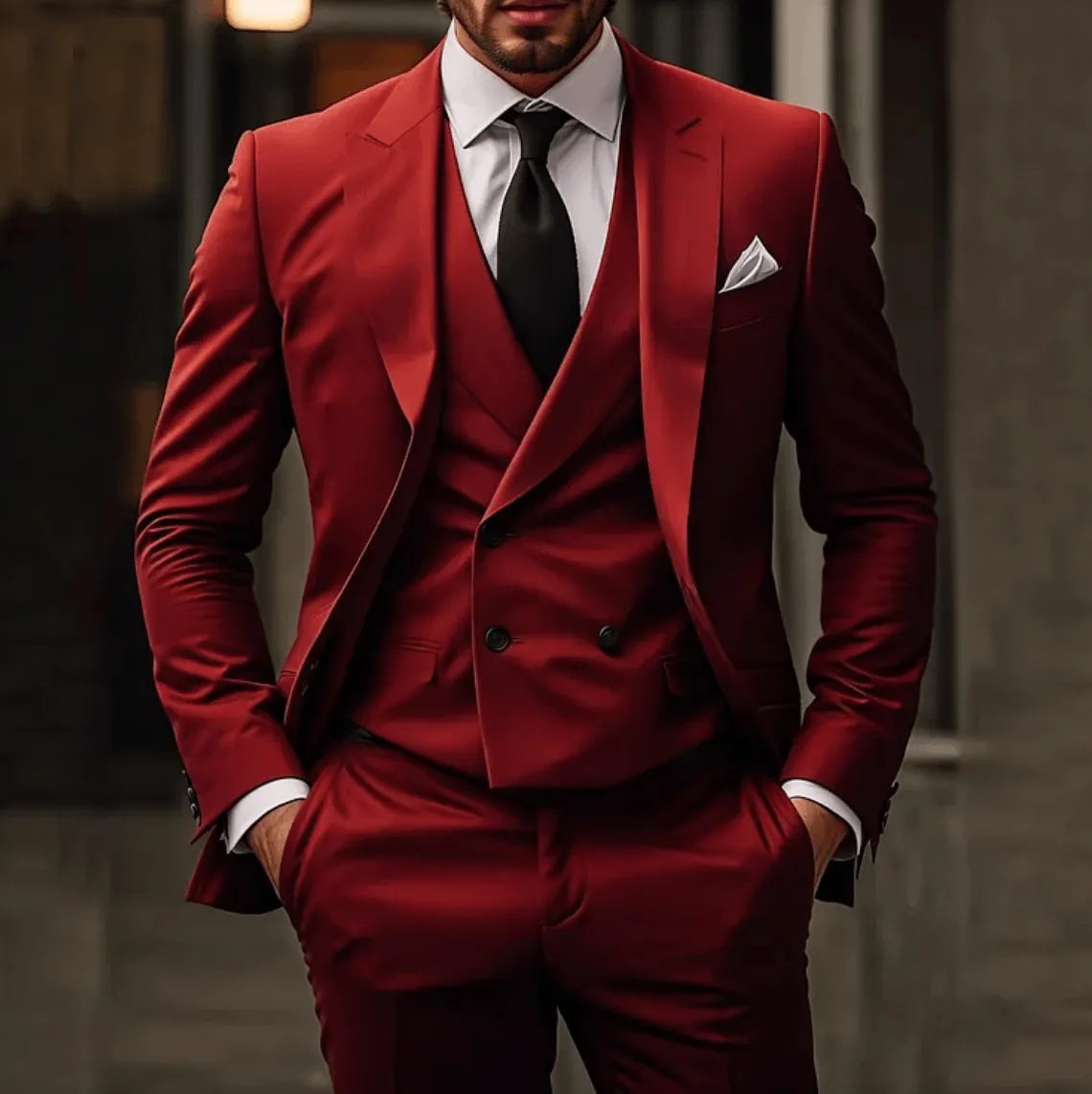 Herren Anzug 3-Teilig Klassisches Design Hochwertiges Material-6