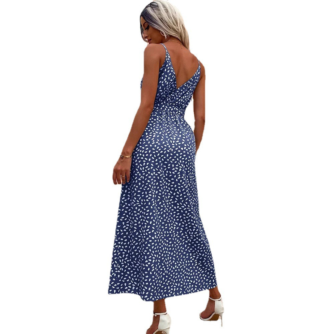 Damen Maxikleid Rot Größe M Polyester V-Ausschnitt Sommer Elegant Lange Kleider-6