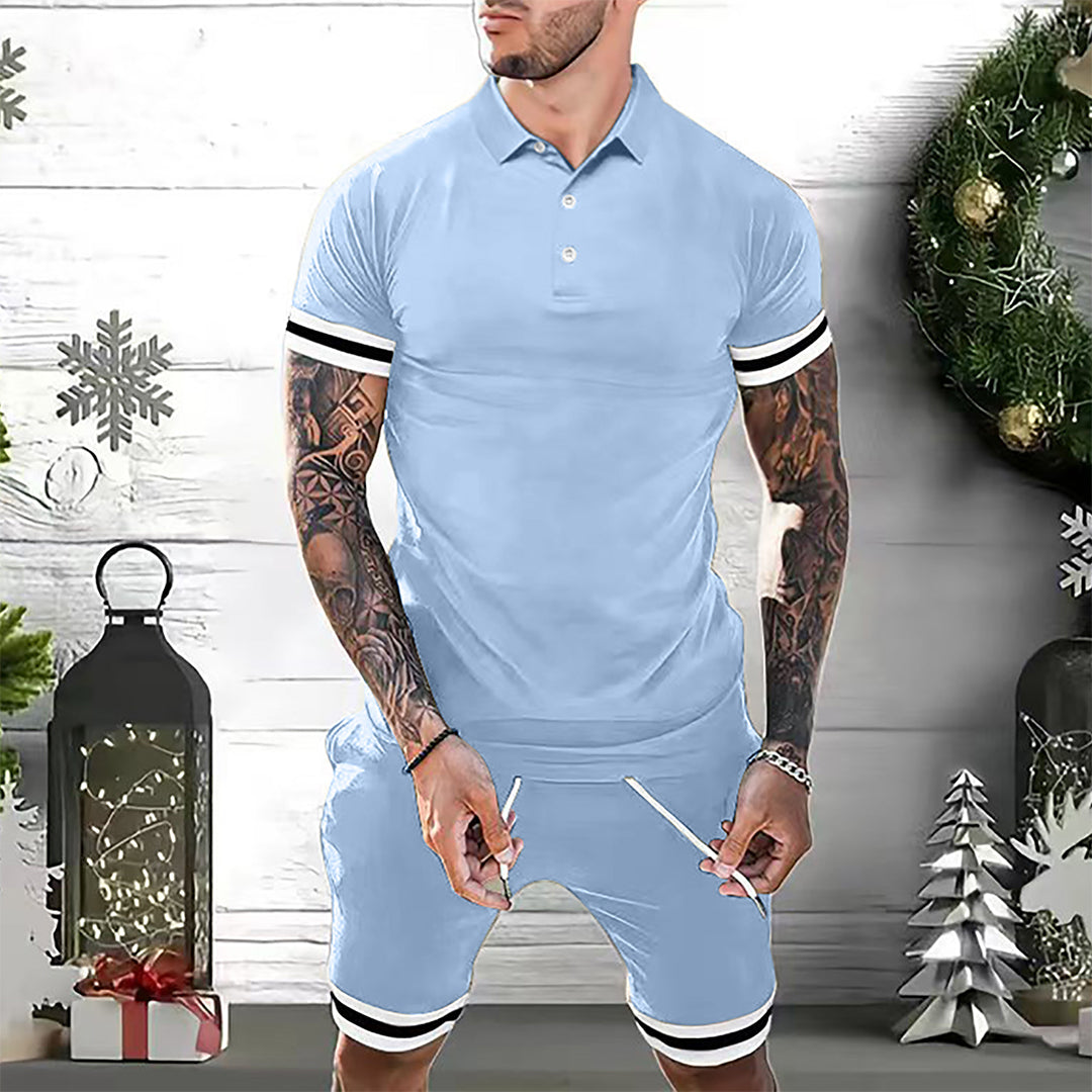 Herren Set Blau Größe M Polyester – Modisches Sommer Outfit für Männer-4