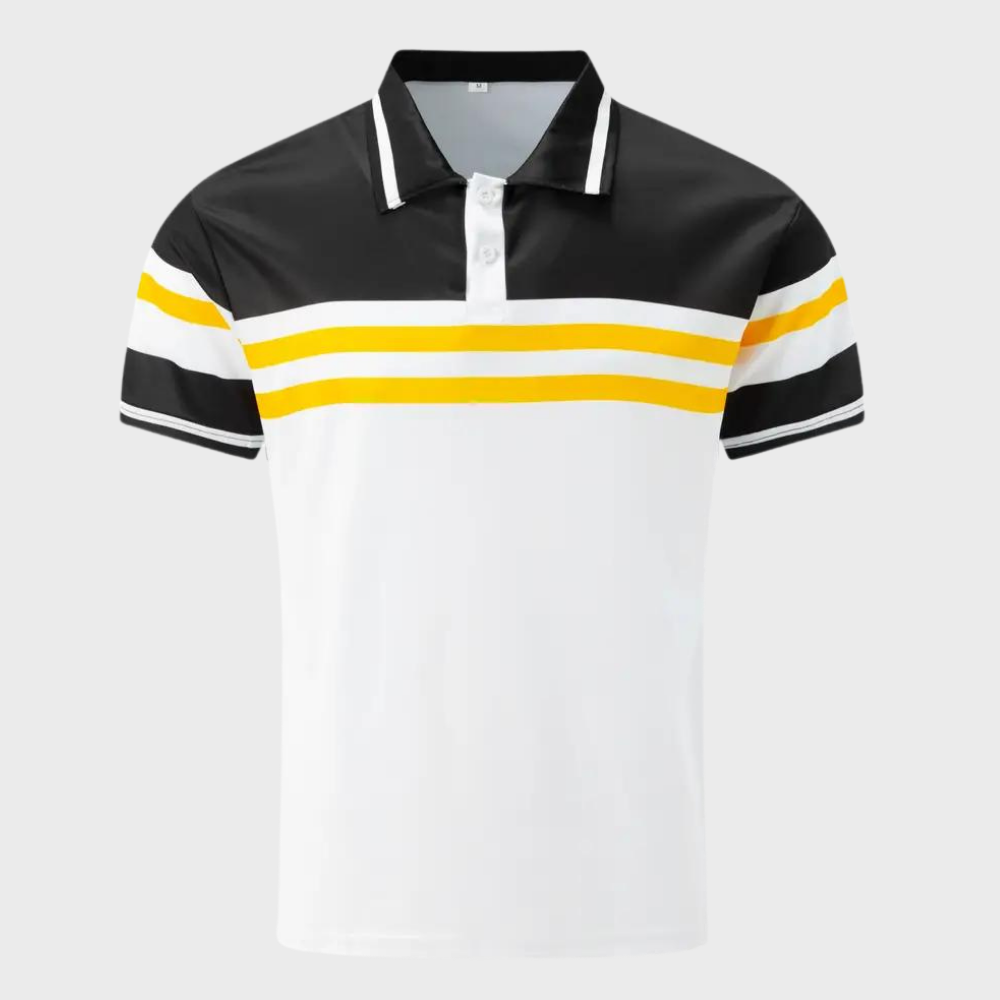 Herren Polo Shirt Gestreift Trendy Chic Baumwolle Atmungsaktiv-5