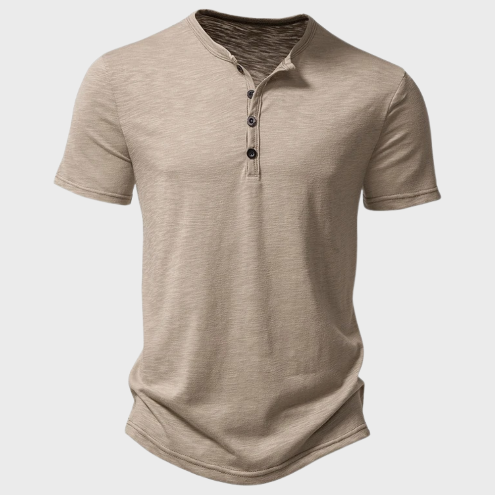 Herren T-Shirt Henley Entspannt Baumwolle Komfortabel Stilvoll-5