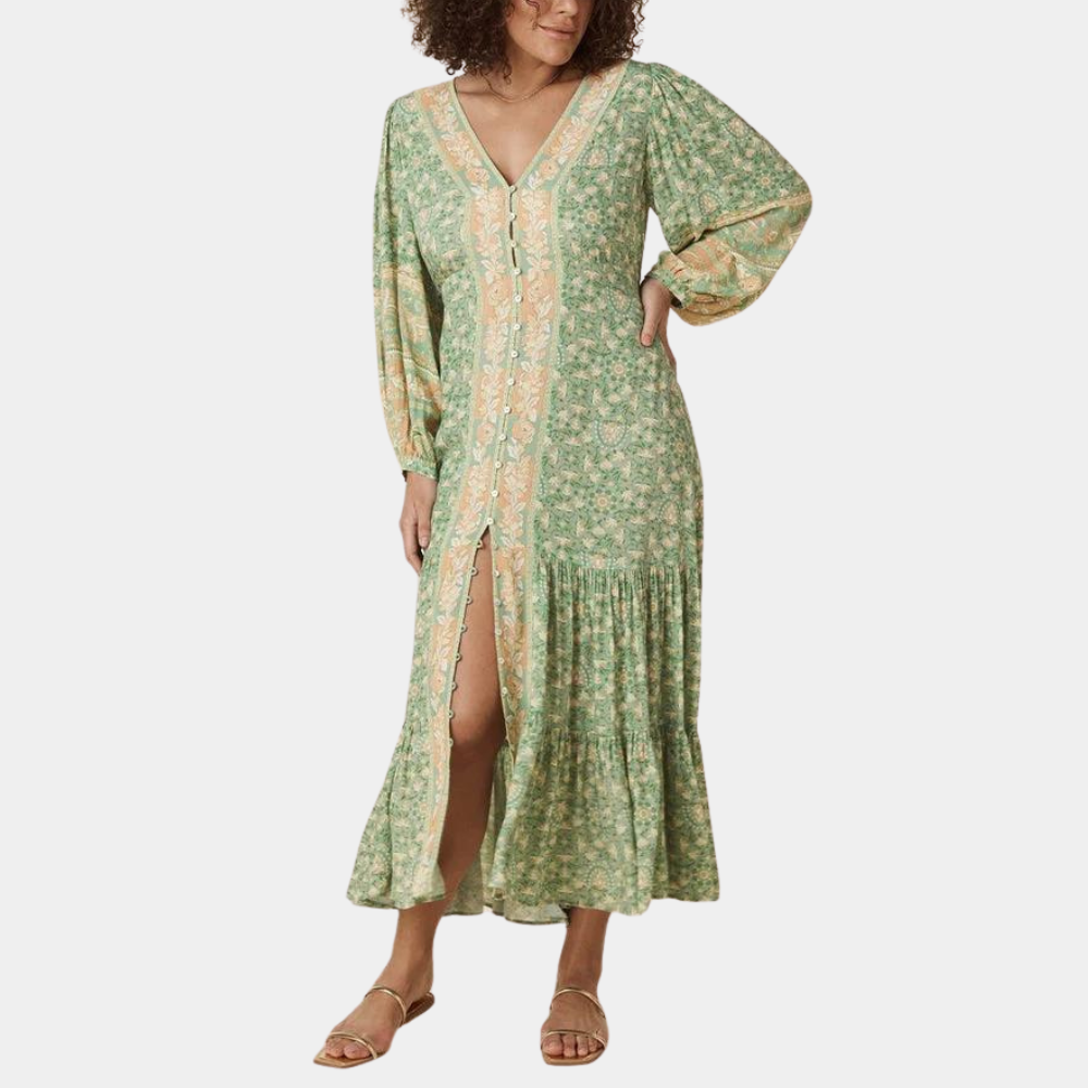Elvira - Langes Damenkleid Mit Einzigartigen Blumenmustern Für Festliche Anlässe-3