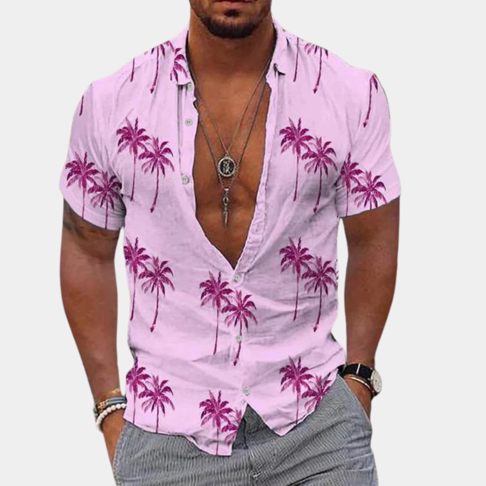 Herren Hemd Tropisch Atmungsaktiv Modernes Design Leicht Sommer Hemd-4