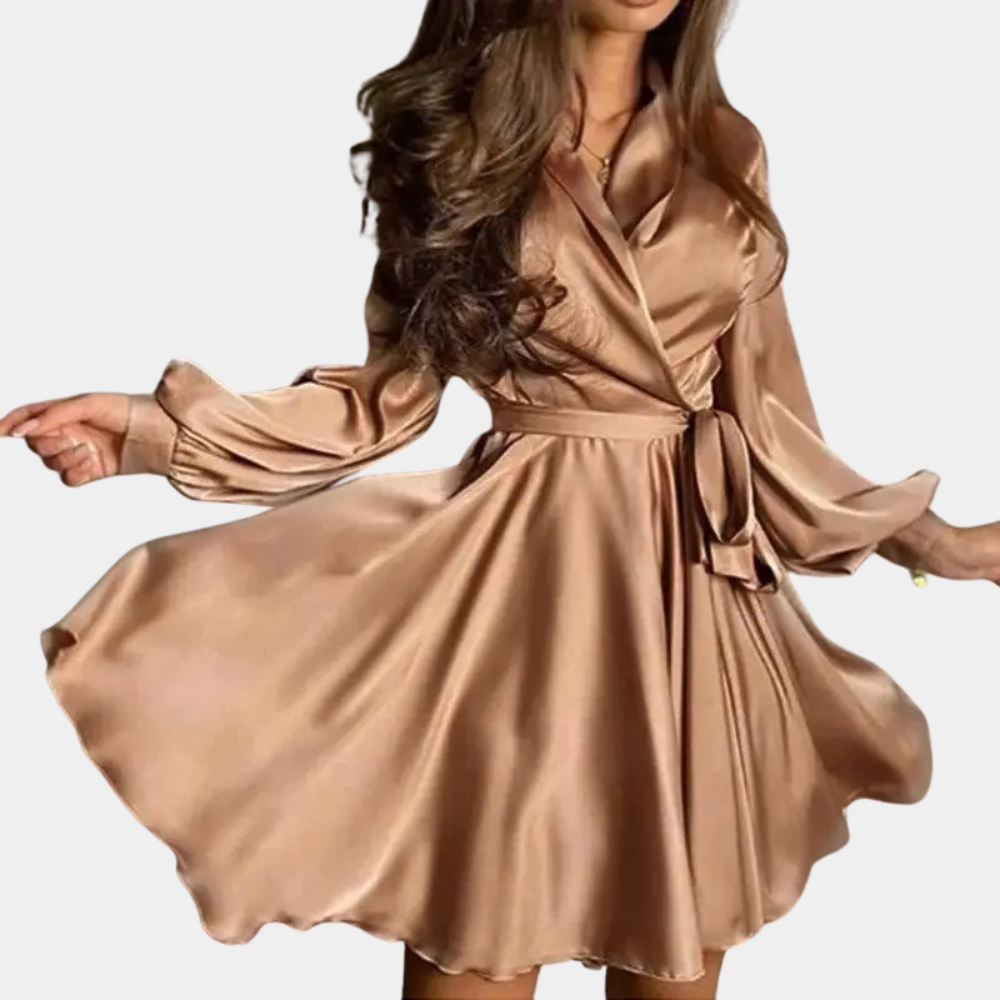 Variant image for Damen Kleid Grün Größe M Satin Festlich Hochzeitsgast Kleid-5