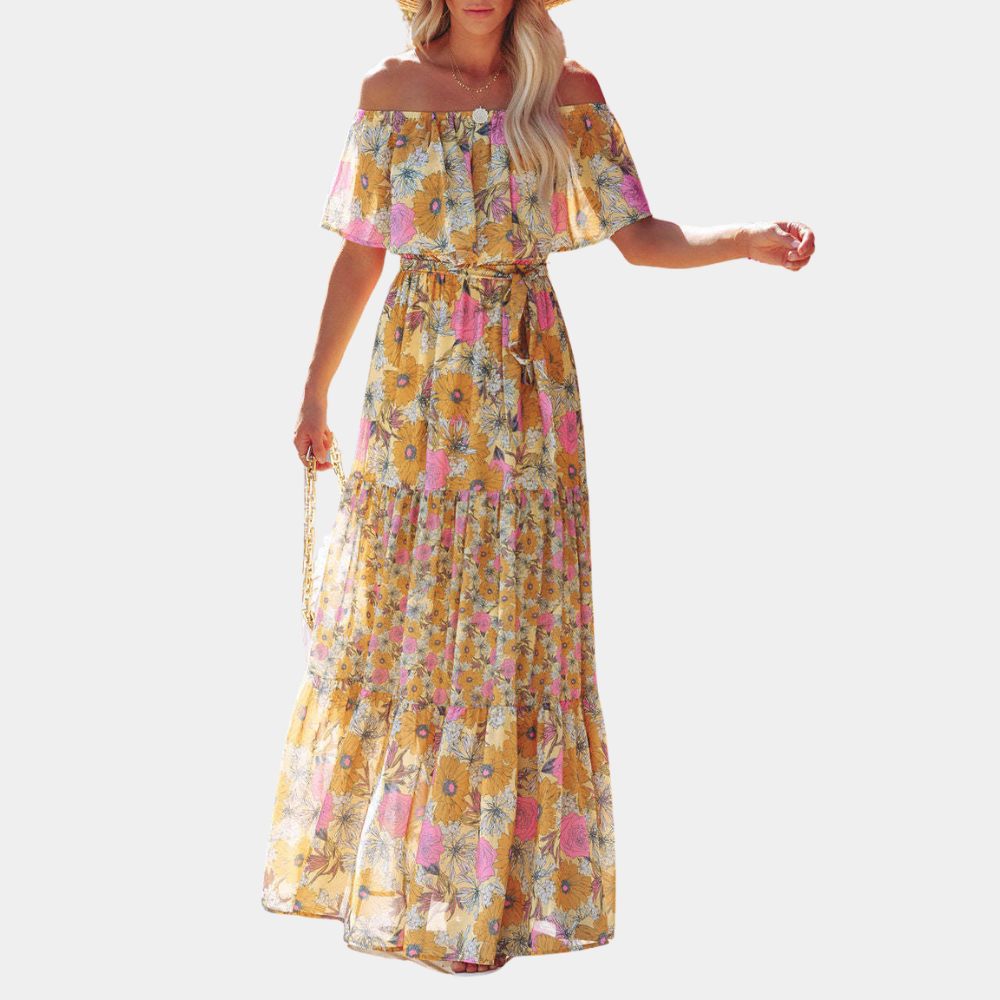 Damen Maxikleid Gelb Größe M Polyester - Elegantes Sommerkleid für Hochzeitsgäste-5