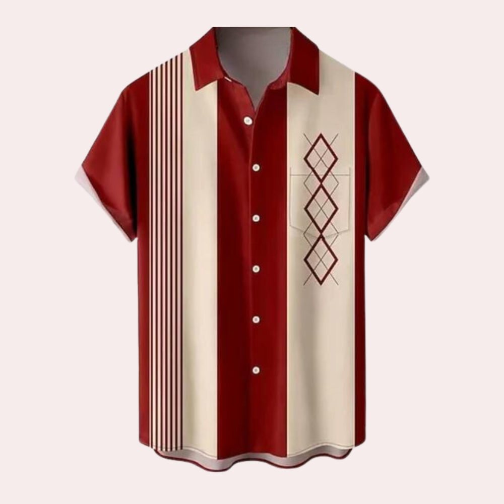 Herrenhemd Kurzarm Retro Klassisch Bequem Baumwolle-3