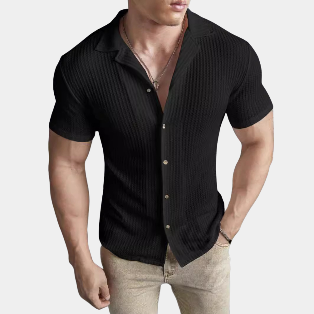 Herrenhemd Casual Langarm Atmungsaktiv Knopfverschluss für Sommer-4
