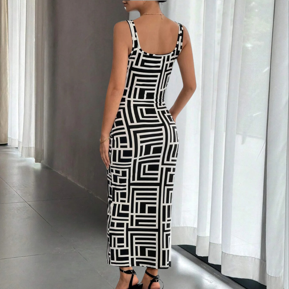 Geometrisches Bodycon Damenkleid - Festliches Kleid Für Eleganz und Stil-4