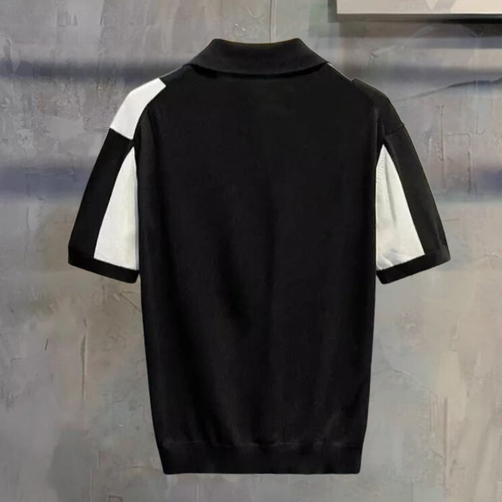 Herren Polo Shirt Farbblock Slim Fit Baumwolle Modern Stil-5