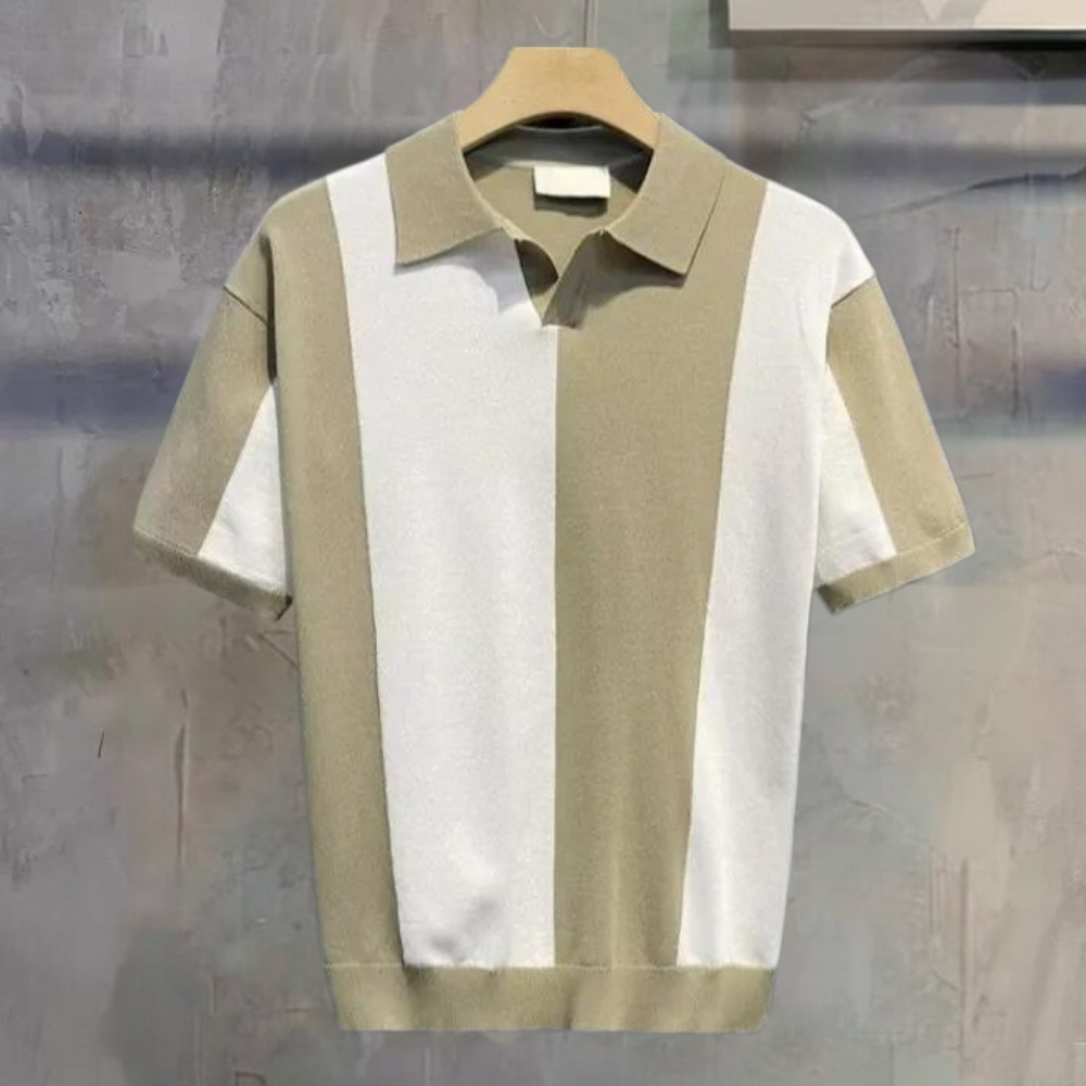 Herren Polo Shirt Farbblock Slim Fit Baumwolle Modern Stil-3