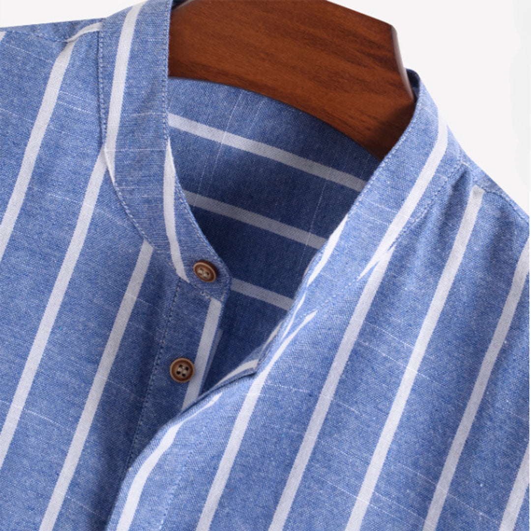 Herren Hemd Gestreift Casual Bequem Baumwolle-6