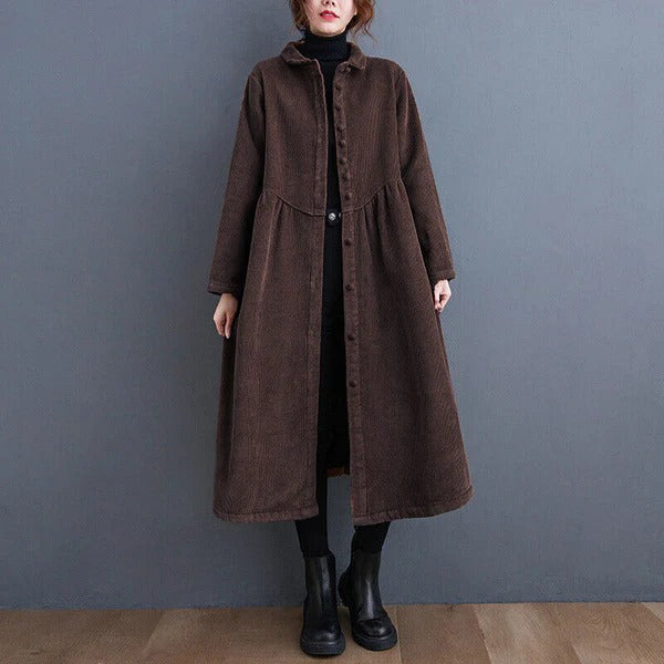 Cordmantel für Damen – Oversize-Passform – Button-Down – Wadenlang – Gerippte Textur 3