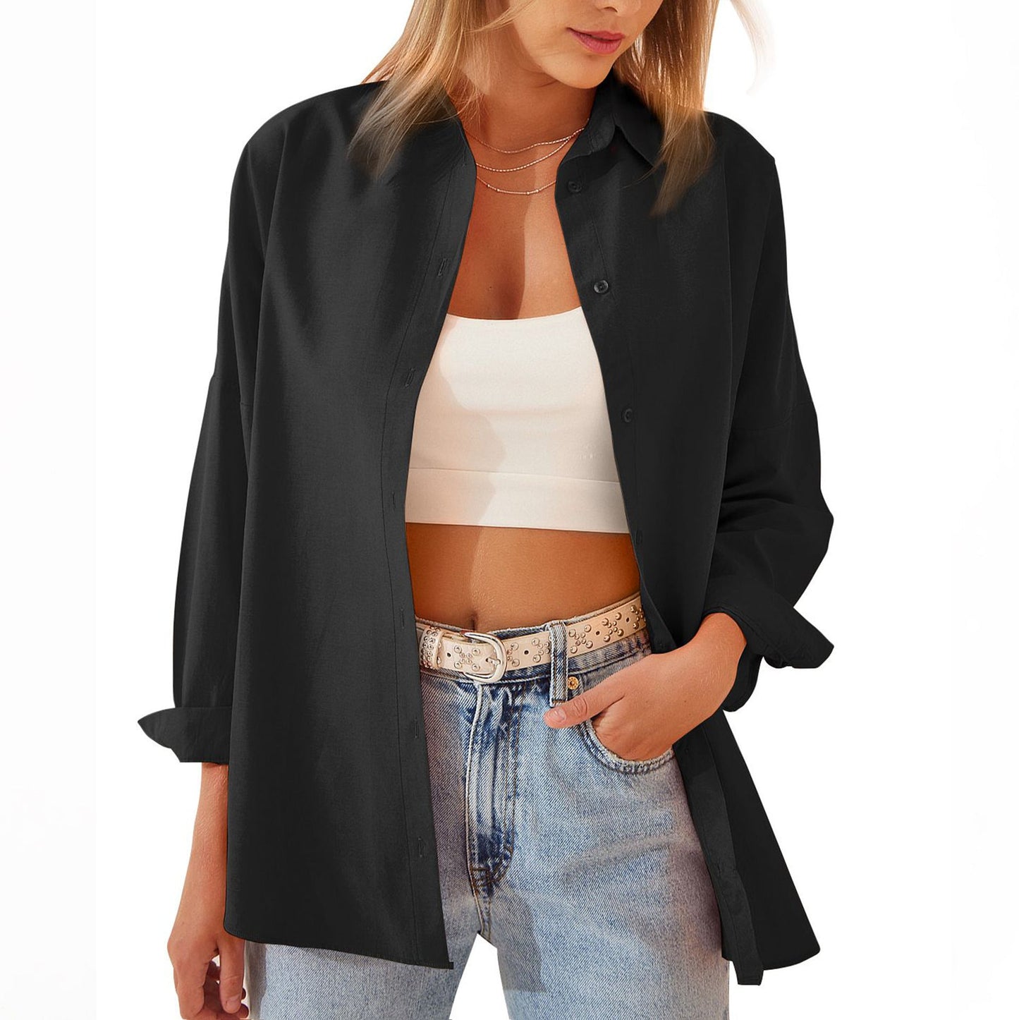 Damen Button-Down-Hemd – Relaxed Fit – Langarm – Lässiger Oversize-Look 1