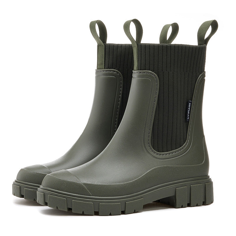 Damen Gummistiefel Wasserfest Leicht Antislip Sohle Elegantes Design 6