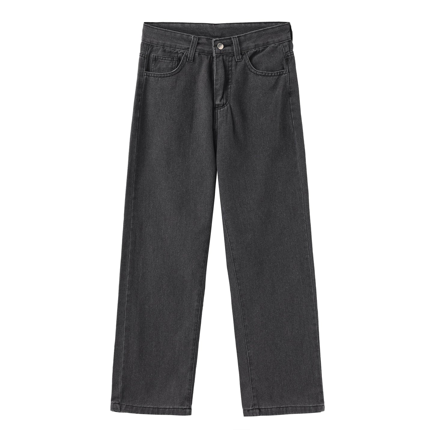 Damen Jeans Hohe Taille Gerade Stretchmaterial Klassisch Schwarz 0