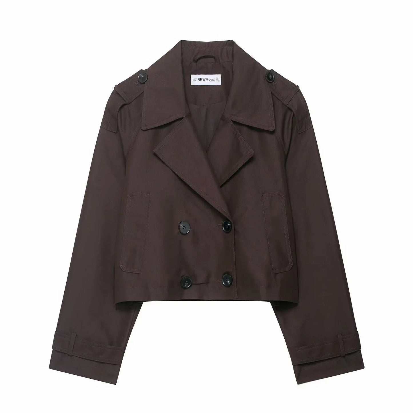 Damen Kurz Trenchcoat mit Revers – Doppelreiher, Taschen, ideal für Herbst/Winter Mäntel Damen 7