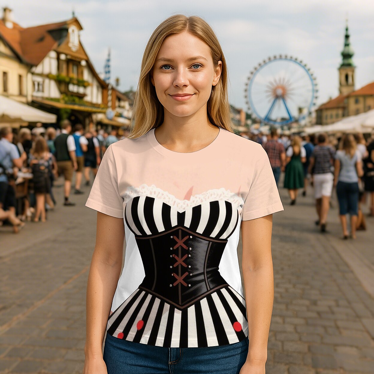 Damen Oktoberfest Dirndl Grafik T-Shirt 4