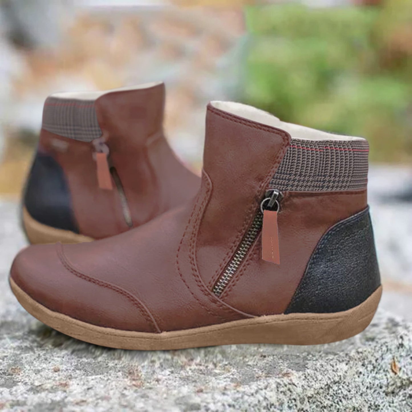 Damen Stiefel Schwarz Wasserdicht Orthopädisch Leder mit Rutschfester Sohle 2