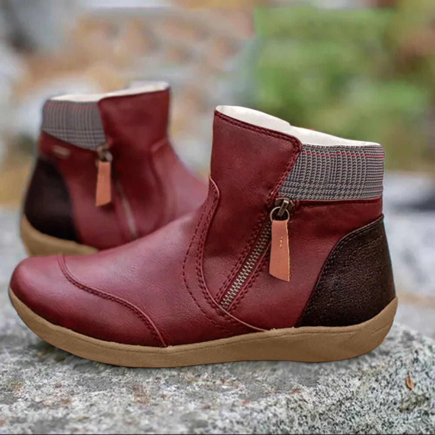 Damen Stiefel Schwarz Wasserdicht Orthopädisch Leder mit Rutschfester Sohle 4