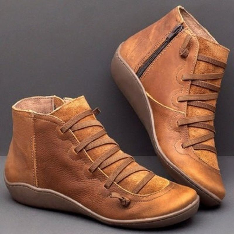 Damen Stiefeletten Grün PU-Leder Mit Reißverschluss Warm Und Wasserdicht 8