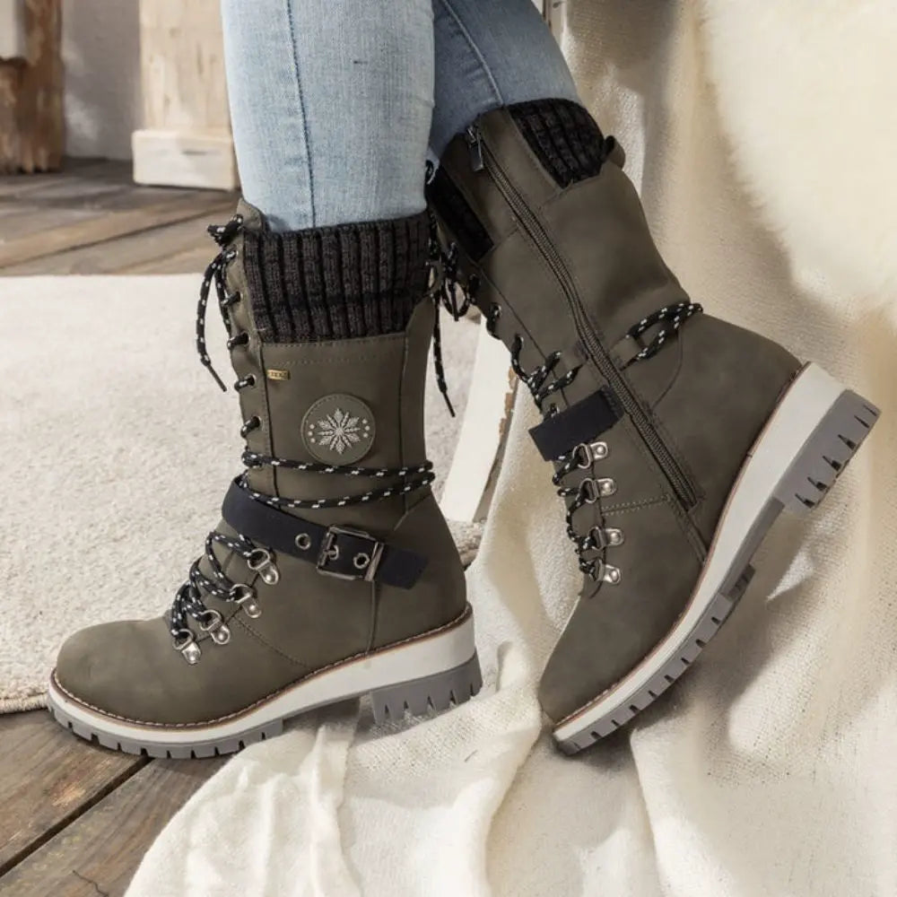 Damen Winterstiefel mit Gestrickter Manschette und Anti-Rutsch-Sohle – Warme Winterschuhe für Stil und Komfort 6