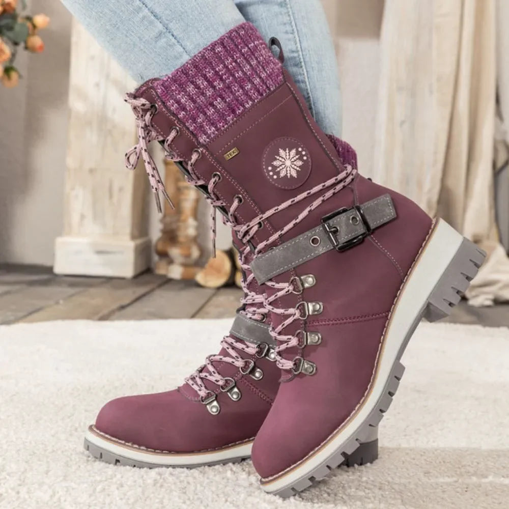 Damen Winterstiefel mit Gestrickter Manschette und Anti-Rutsch-Sohle – Warme Winterschuhe für Stil und Komfort 7