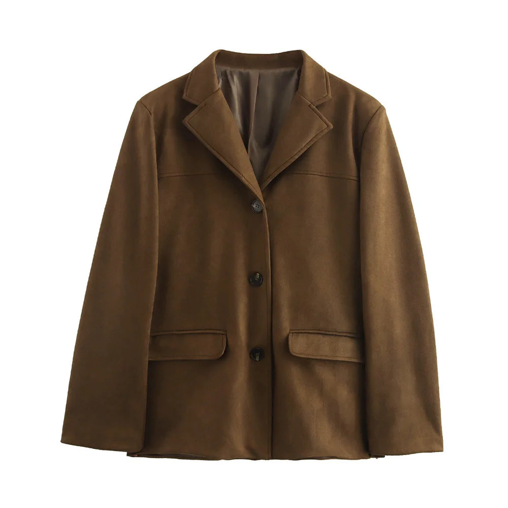 Damenjacke aus Wildleder – Vintage Braune Demi-Saison Jacke für Herbst und Winter 6