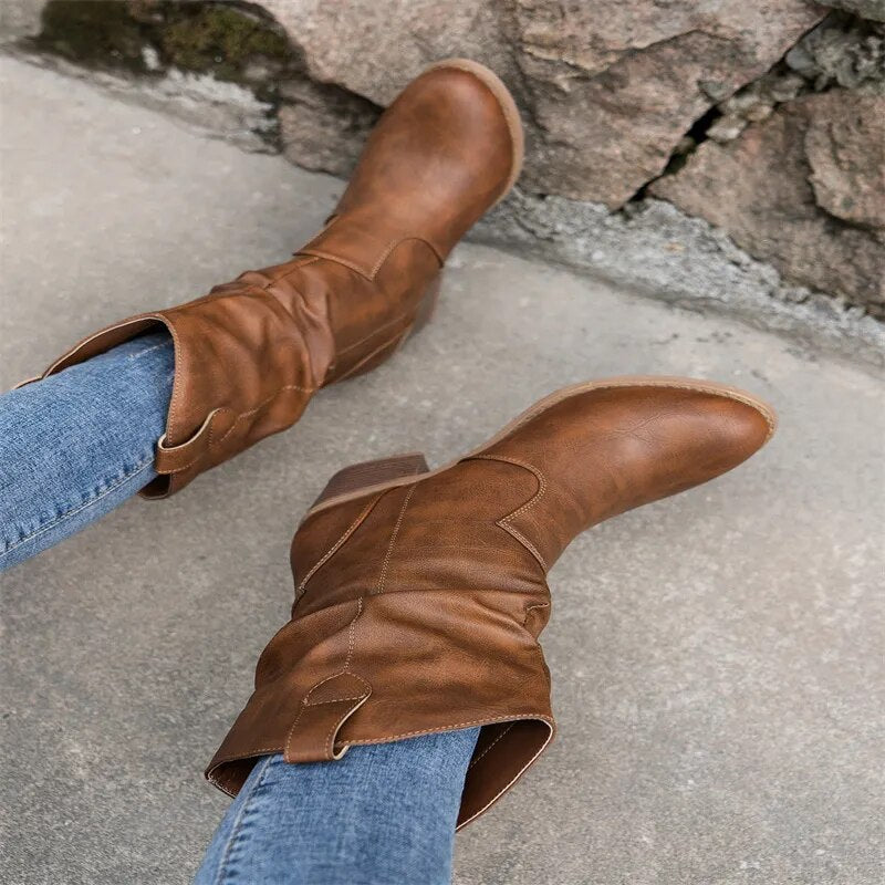 Damenstiefel Schwarz aus Leder im Western Stil – Größen 36 bis 42, Bequeme und Elegante Stiefel für jeden Anlass 6