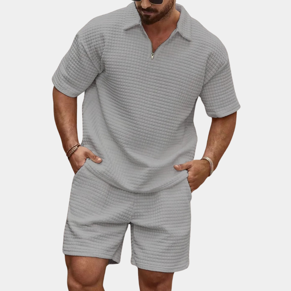 Herren Set Kurzarm Polo und Shorts Atmungsaktives Material-2